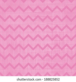 Vector pink fabric textured chevron stripes seamless pattern background with hand drawn elements