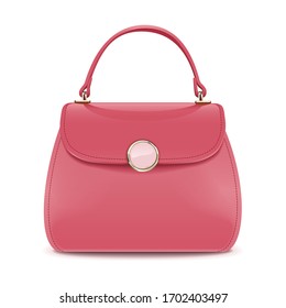 Vector Pink Female Handbag isolated on white background