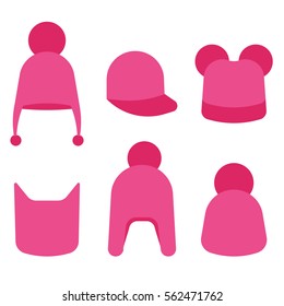 Vector pink feminism girl cap hat flat icon/