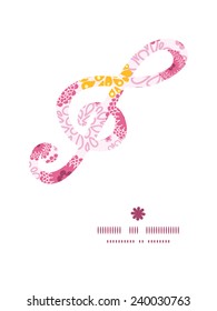 Vector pink field flowers gclef musical silhouette pattern frame