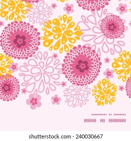 Vector pink field flowers horizontal frame seamless pattern background