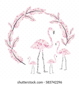 Vector pink flamingo images icons.