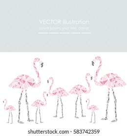 Vector pink flamingo images icons.