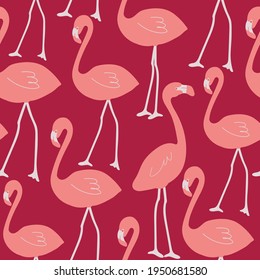 Vector Pink Flamingo seamless pattern design. Perfect for fashion and textiles project. 
