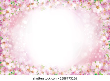 Vector  pink, floral background. Spring background. 