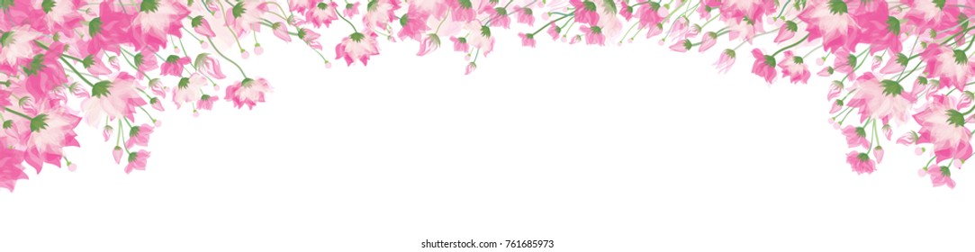 Vector pink, floral frame isolated.