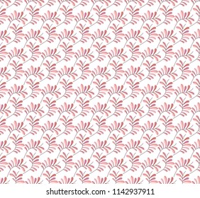 Vector Pink Floral Seamless Pattern. Decorative Plant Background. Fabric Ornament texture with leaves and flowers.