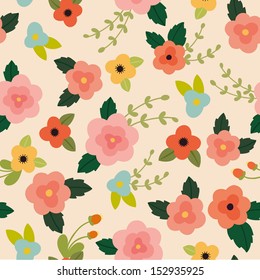 Vector pink floral seamless pattern