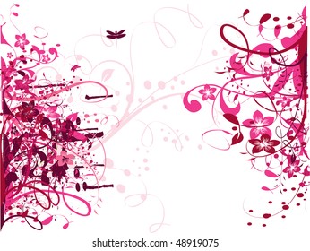 Vector pink floral wallpaper
