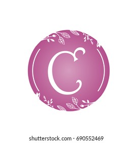 Vector Pink Florist Single Letter C Logo