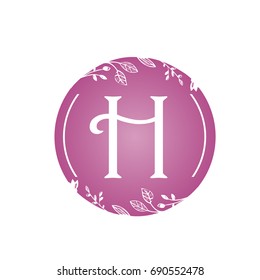 Vector Pink Florist Single Letter H Logo