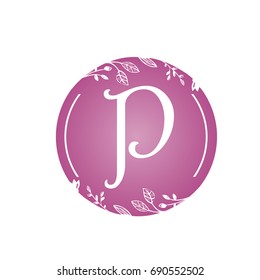 Vector Pink Florist Single Letter P Logo