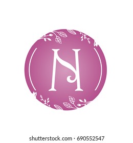 Vector Pink Florist Single Letter N Logo