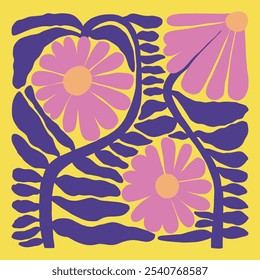Arte de fondo abstracto de la flor rosa del Vector para la impresión, Fondo de pantalla, Clipart, arte de la pared para la decoración casera

