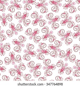 Vector pink flower abstract seamless pattern.