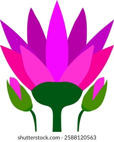 Vector pink flower and buds for printing on clothes, postcards, invitations, for websites.