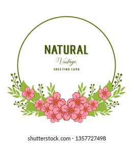 Vector pink flower frame illustration, natural vintage artwork decoration 