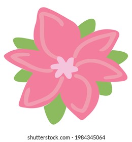 Flor rosa vectorial de forma interesante con pétalos verdes. Flores para el diseño de tarjetas para niños, carteles, impresión en tela.