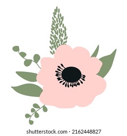 Flor rosa vectorial aislada en un fondo blanco.