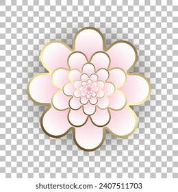 Una flor rosa vectorial sobre fondo transparente, papel rojo cortar flor para Happy Chinese new year backvector, ilustración