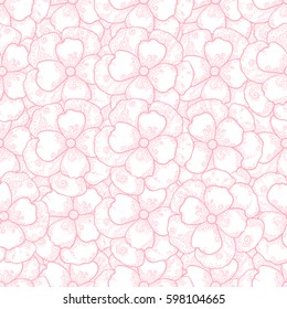 Vector pink flower seamless pattern. Cute abstract floral background. Scrapbook cute paper.