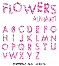 Vector Pink Flowers Alphabet