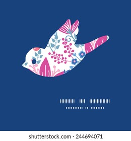 Vector pink flowers bird silhouette pattern frame