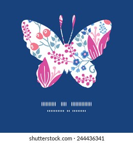 Vector pink flowers butterfly silhouette pattern frame