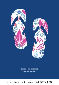 Vector pink flowers flip flops silhouettes pattern frame