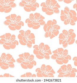 vector pink flowers seamless pattern, floral background