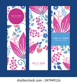 Vector pink flowers vertical banners set pattern background
