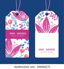 Vector pink flowers vertical stripe frame pattern tags set