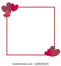 Vector Pink Frame with flat textured Hearts