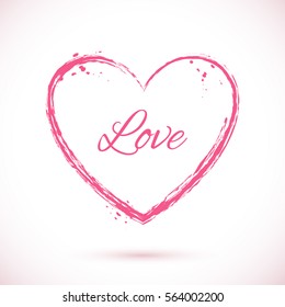 Vector pink frame. Valentine Day heart. Holiday template. Abstract love background