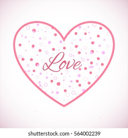 Vector pink frame. Valentine Day heart. Holiday template. Abstract love background