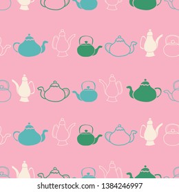 Vector pink garden tea party seamless pattern background. Perfect for fabric, scrapbooking, wallpaper projects.