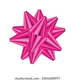 Diseño de arco de regalo rosa vectorial sobre fondo blanco.