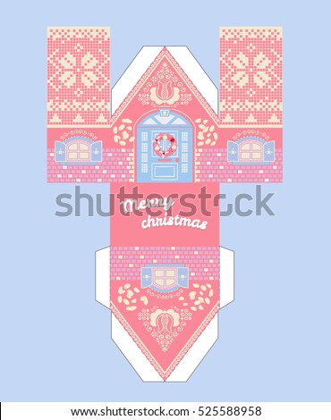 vector pink gingerbread house template cute stock vector royalty gingerbread house paper template