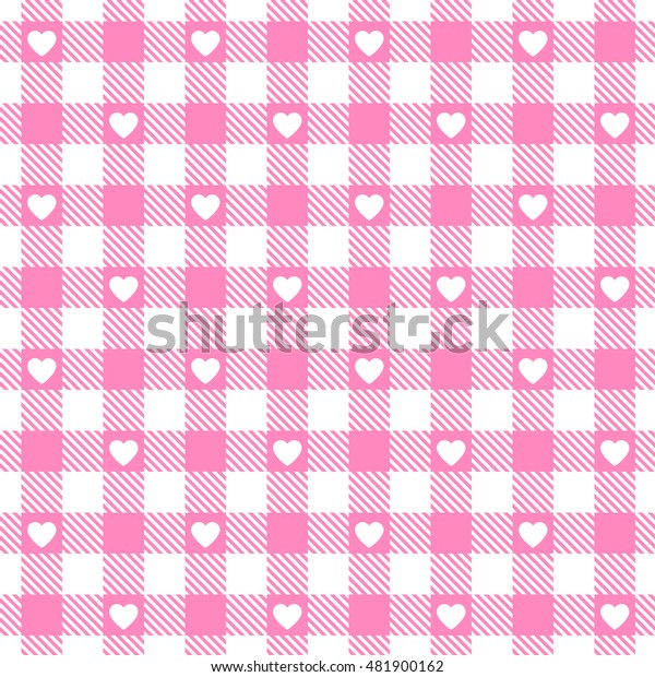 Vector Pink Gingham Seamless Pattern Hearts Stock Vector (Royalty Free ...