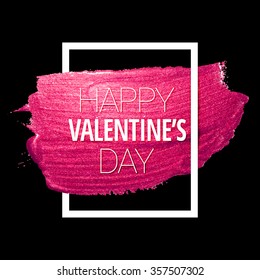 Vector pink glitter heart. Love concept card background for Valentine's day