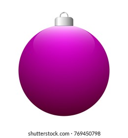 Vector pink glossy Christmas ball isolated on white background