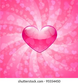 Vector pink glossy heart background