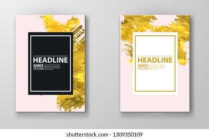 Plantillas de diseño "Vector Pink" y "Gold Design" para folletos, volantes, tecnologías móviles, aplicaciones, servicios en línea, emblemas tipográficos, logotipos, banners Infográficos. Fondo De Oro Abstracto Moderno.