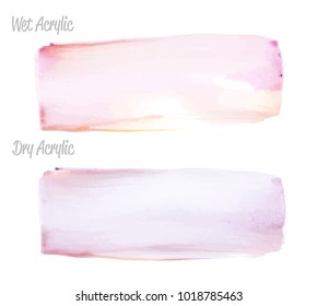 Vector pink and gold paint smear stroke stain set. Abstract gold glittering textured art illustration. Gold Texture Paint Stain Illustration. Hand drawn brush strokes vector elements. Acrilyc strokes.