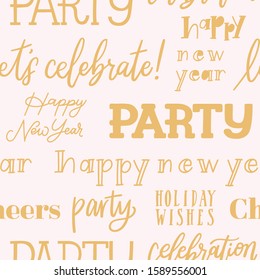 Vector Pink and gold typography celebration seamless pattern