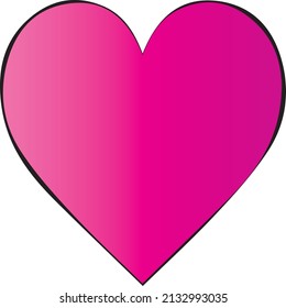 corazón de gradiente rosa vectorial con contorno negro