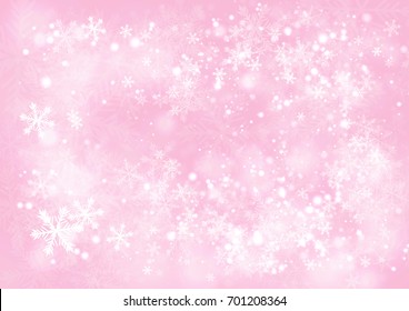  Vector Pink gradient winter paper background with the snow and snowflake border