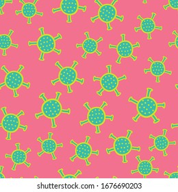 Vektorillustration rosa und grünes Coronavirus - nahtloser Muster-Hintergrund