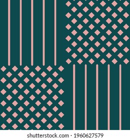 Vector pink green grid checkered seamless pattern