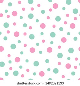 Vector Pink Green Polka Dot Seamless Pattern